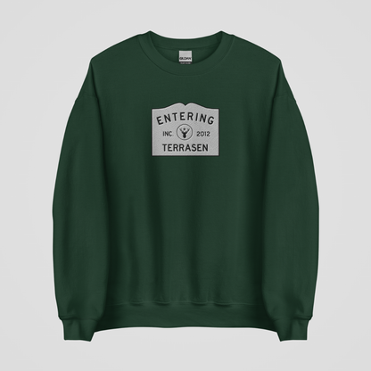 ENTERING SJM WORLDS EMBROIDERED CREWNECKS