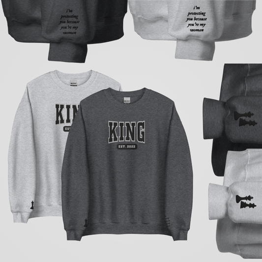COLLEGIATE EMBROIDERED CREWNECK *ROYAL ELITE x LEVI & JONATHAN KING