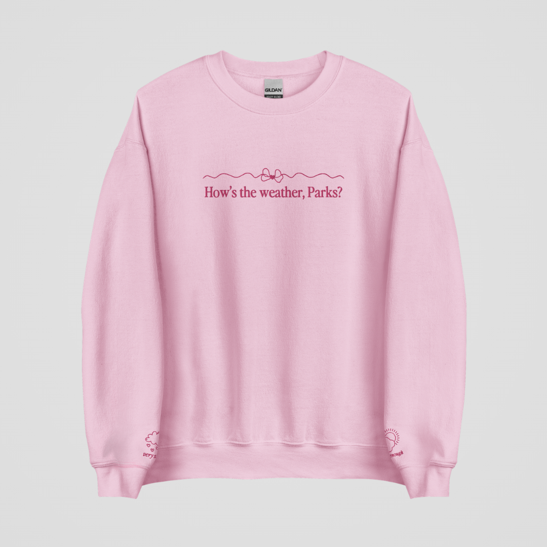 HOW'S THE WEATHER EMBROIDERED CREWNECK