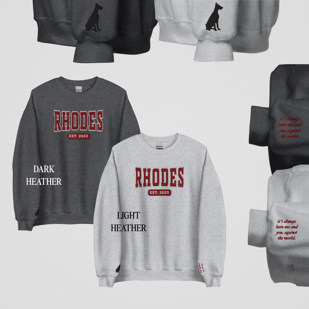 EDGE OF DARKNESS COLLEGIATE EMBROIDERED CREWNECKS *KADE x STACEY EDITION