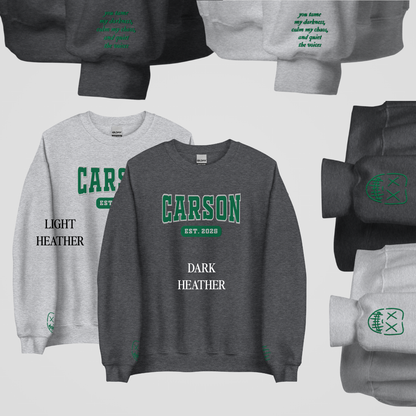 LEGACY OF GODS COLLEGIATE EMBROIDERED CREWNECK *GARETH CARSON EDITION