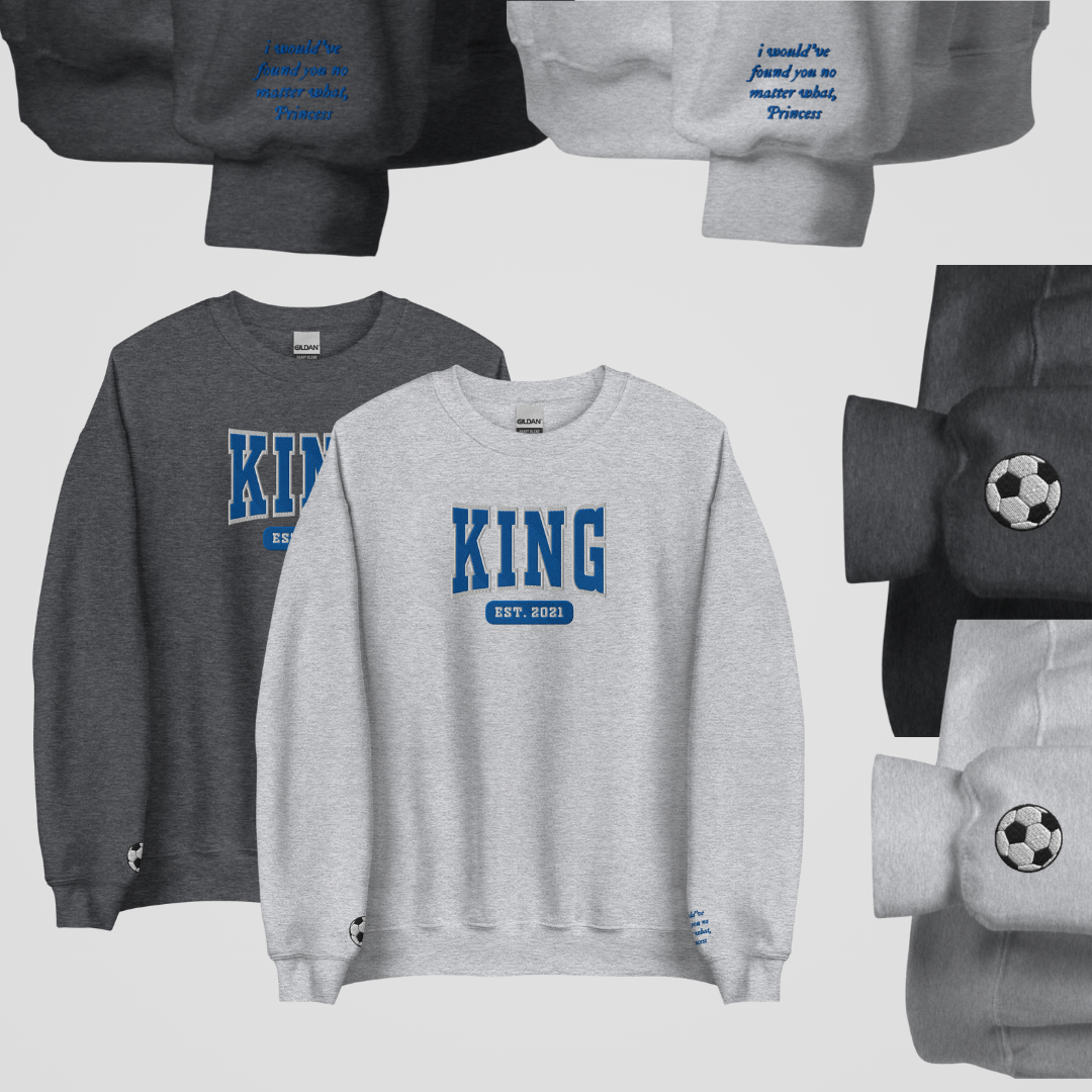 COLLEGIATE EMBROIDERED CREWNECK *ROYAL ELITE x LEVI & JONATHAN KING