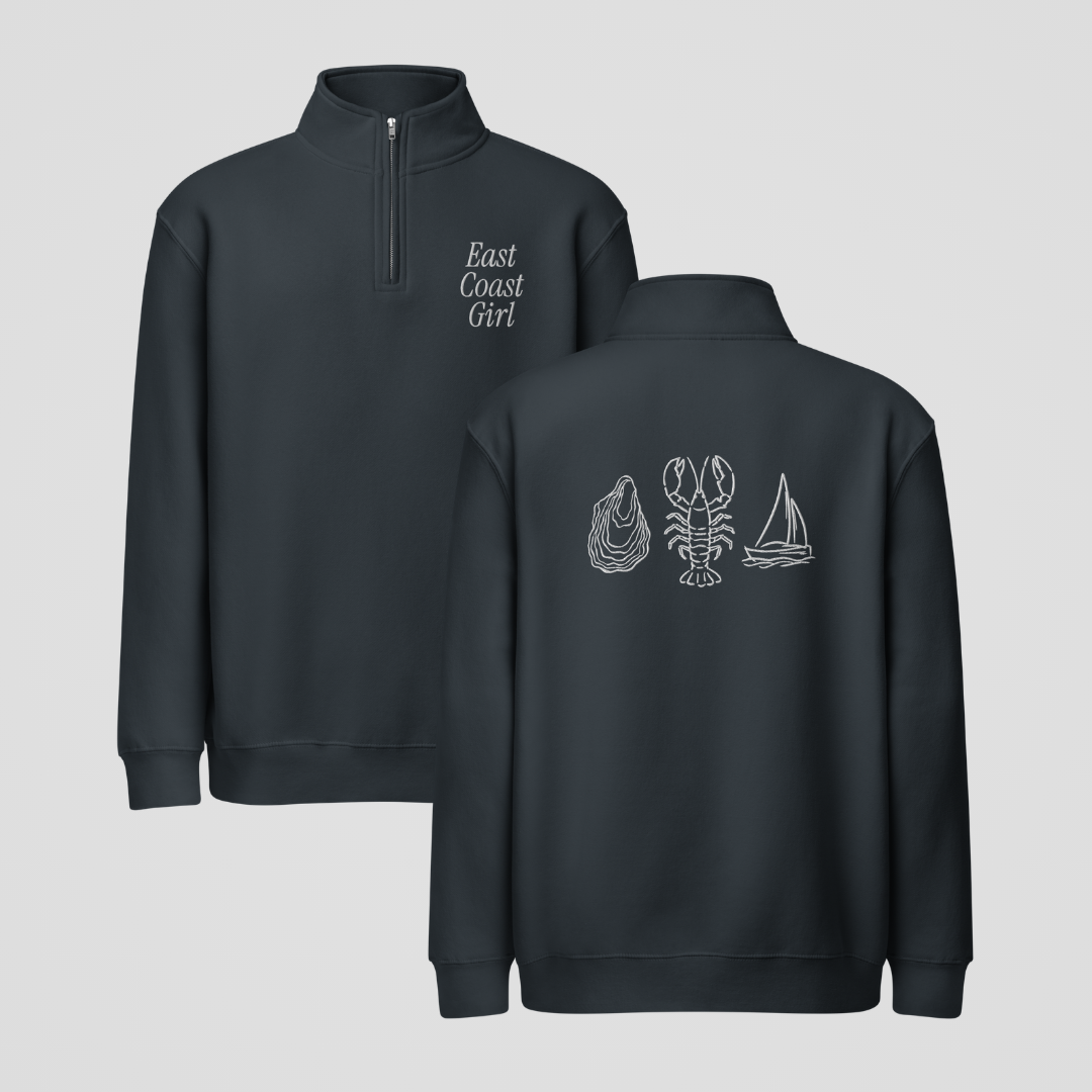 EAST COAST GIRL MOCK-NECK QUARTER-ZIP SWEATER