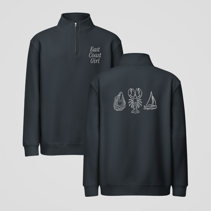 EAST COAST GIRL MOCK-NECK QUARTER-ZIP SWEATER