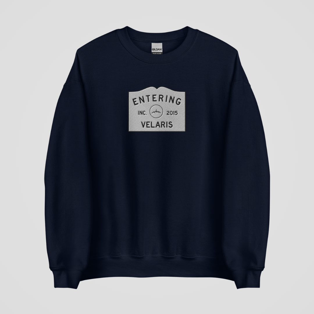 ENTERING SJM WORLDS EMBROIDERED CREWNECKS