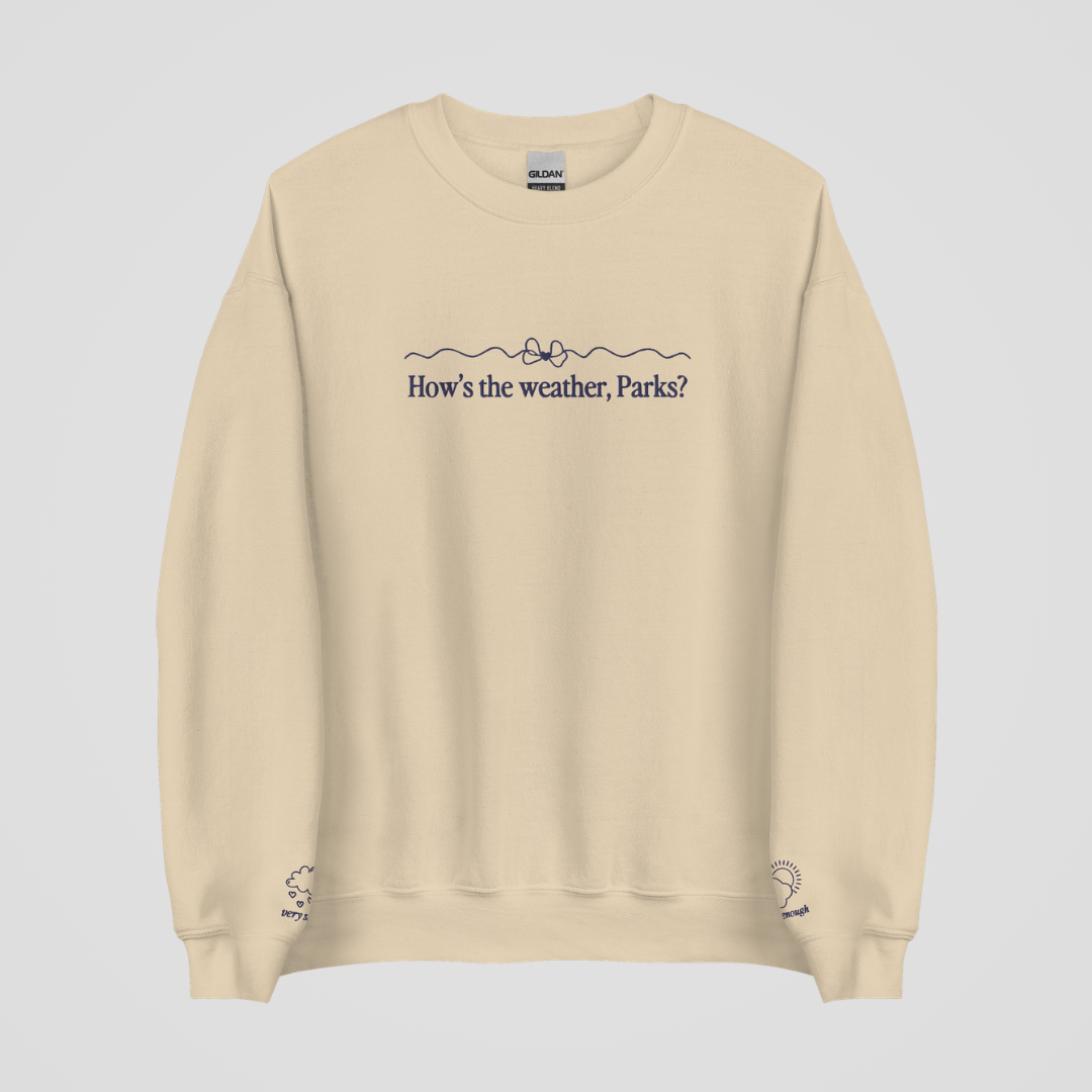 HOW'S THE WEATHER EMBROIDERED CREWNECK