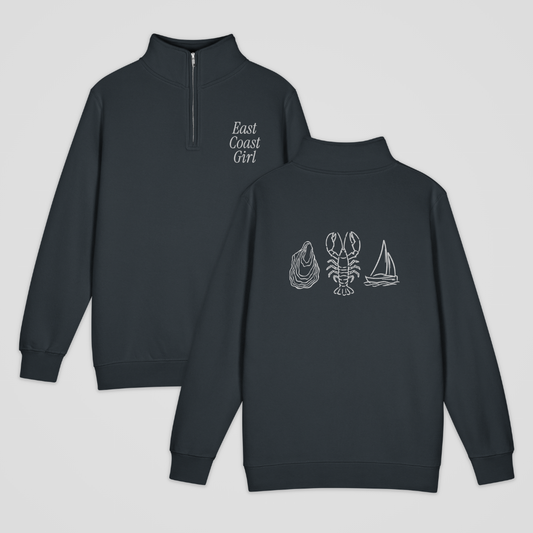 EAST COAST GIRL MOCK-NECK QUARTER-ZIP SWEATER