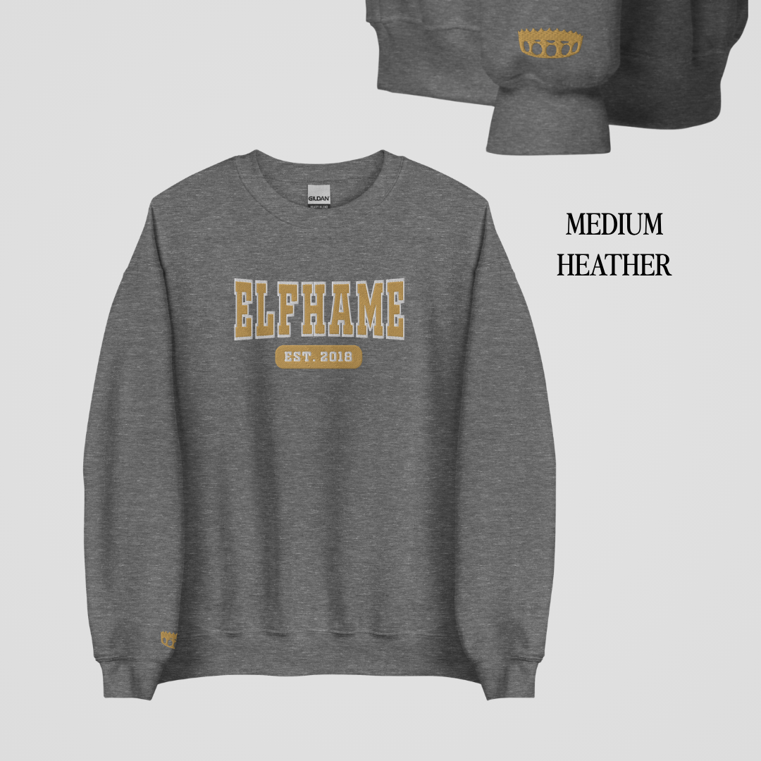 COLLEGIATE EMBROIDERED CREWNECK *ELFHAME EDITION
