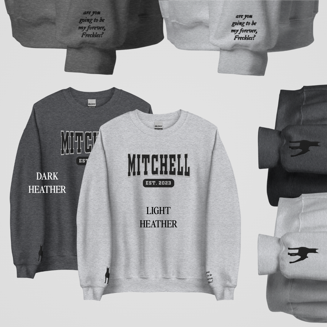 EDGE OF DARKNESS COLLEGIATE EMBROIDERED CREWNECKS *KADE x STACEY EDITION