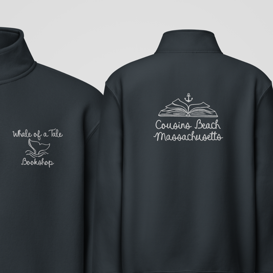 WHALE OF A TALE MOCK-NECK QUARTER-ZIP SWEATER