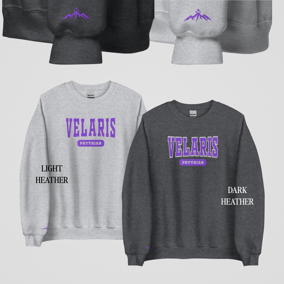 SARAH J. MAAS COLLEGIATE EMBROIDERED CREWNECKS *TERRASEN x VELARIS x LUNATHION EDITION