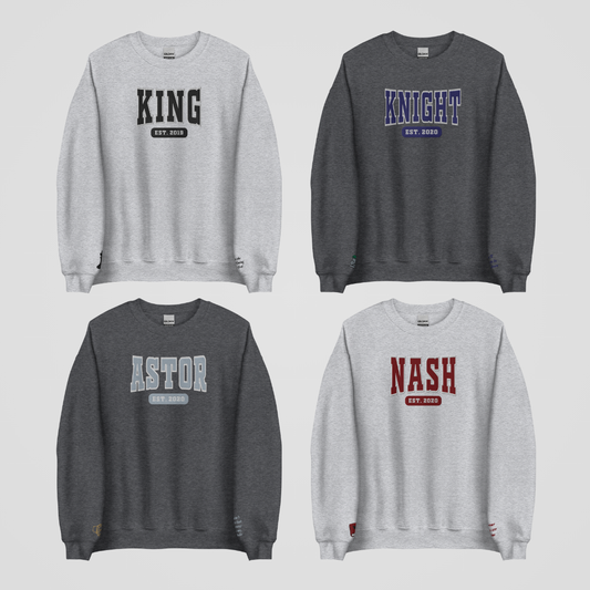COLLEGIATE EMBROIDERED CREWNECK *ROYAL ELITE HORSEMEN EDITION