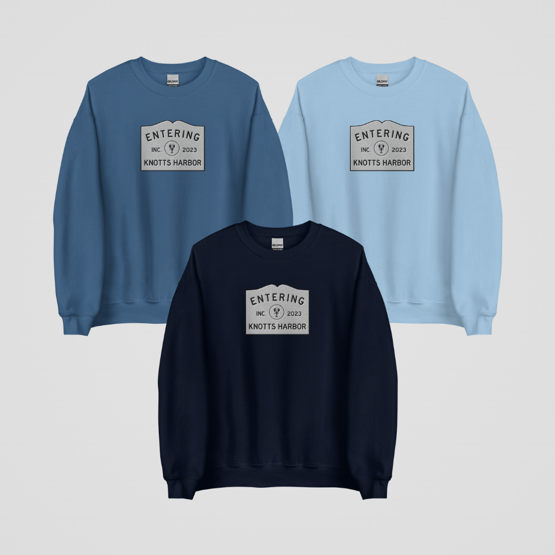 ENTERING KNOTTS HARBOR EMBROIDERED CREWNECK