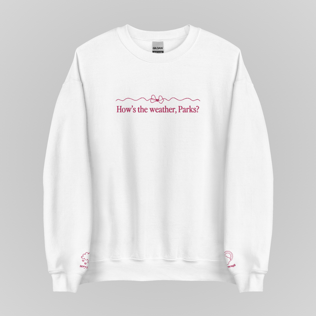 HOW'S THE WEATHER EMBROIDERED CREWNECK