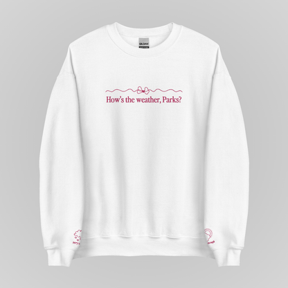 HOW'S THE WEATHER EMBROIDERED CREWNECK