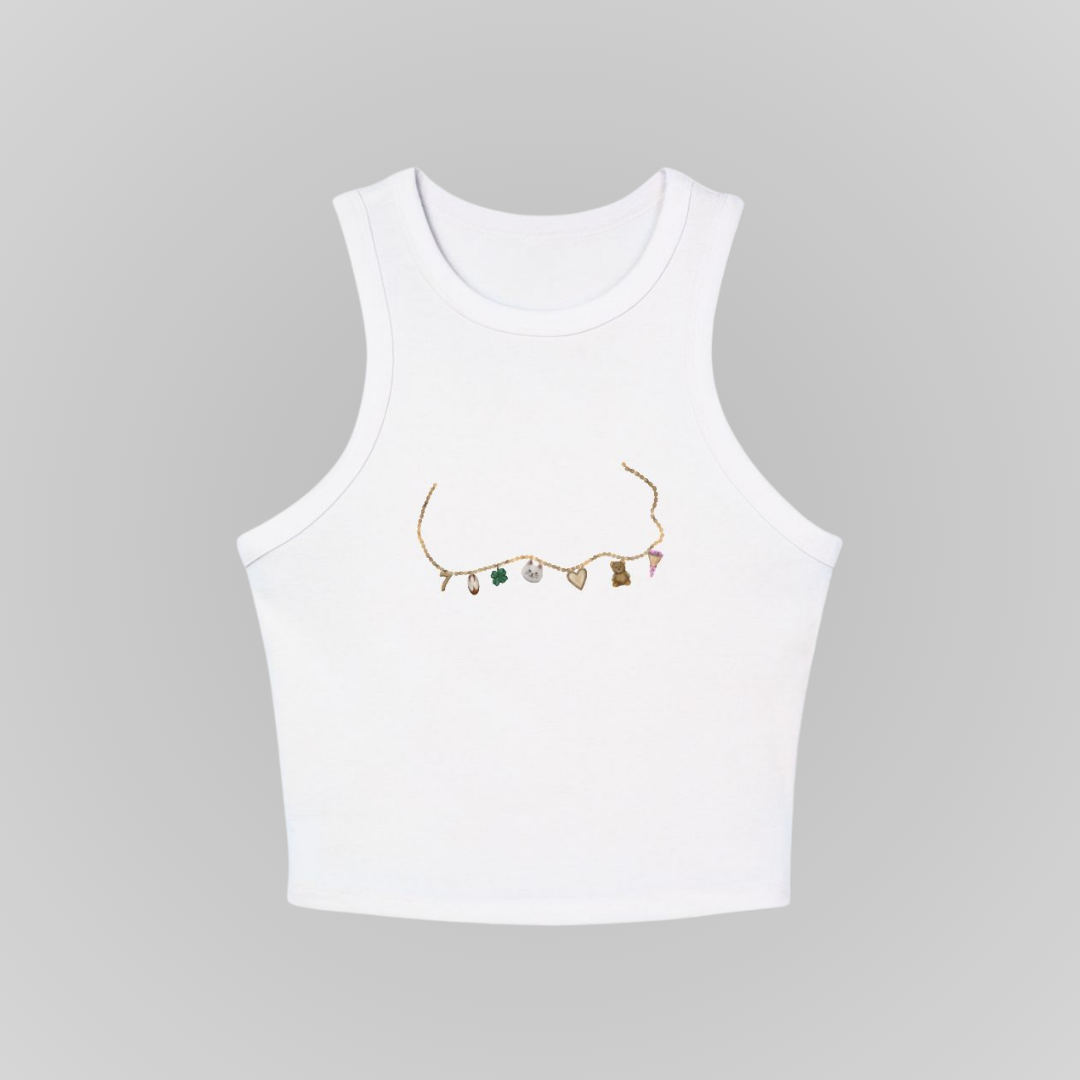 TOMMEN CHARM NECKLACES RACERBACK TANK