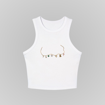 TOMMEN CHARM NECKLACES RACERBACK TANK