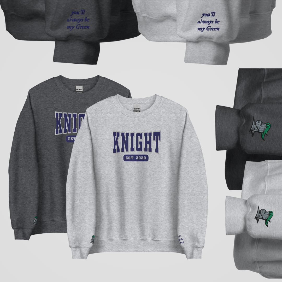 COLLEGIATE EMBROIDERED CREWNECK *ROYAL ELITE HORSEMEN EDITION