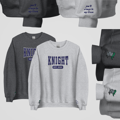 COLLEGIATE EMBROIDERED CREWNECK *ROYAL ELITE HORSEMEN EDITION