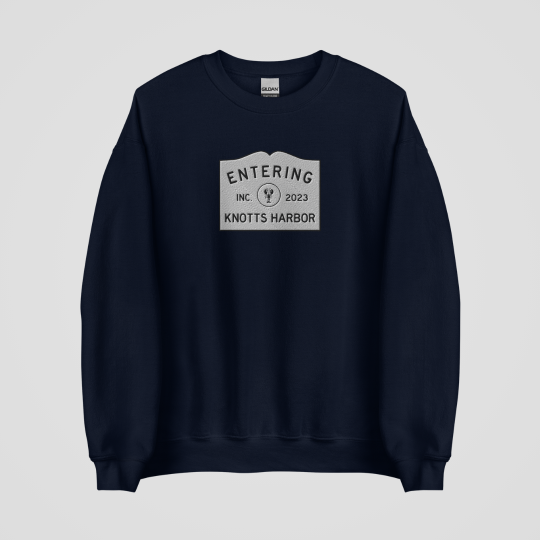 ENTERING KNOTTS HARBOR EMBROIDERED CREWNECK