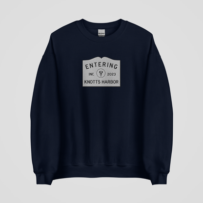 ENTERING KNOTTS HARBOR EMBROIDERED CREWNECK