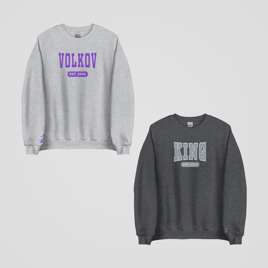 LEGACY OF GODS COLLEGIATE EMBROIDERED CREWNECKS *CREIGHTON x ANNIKA EDITION