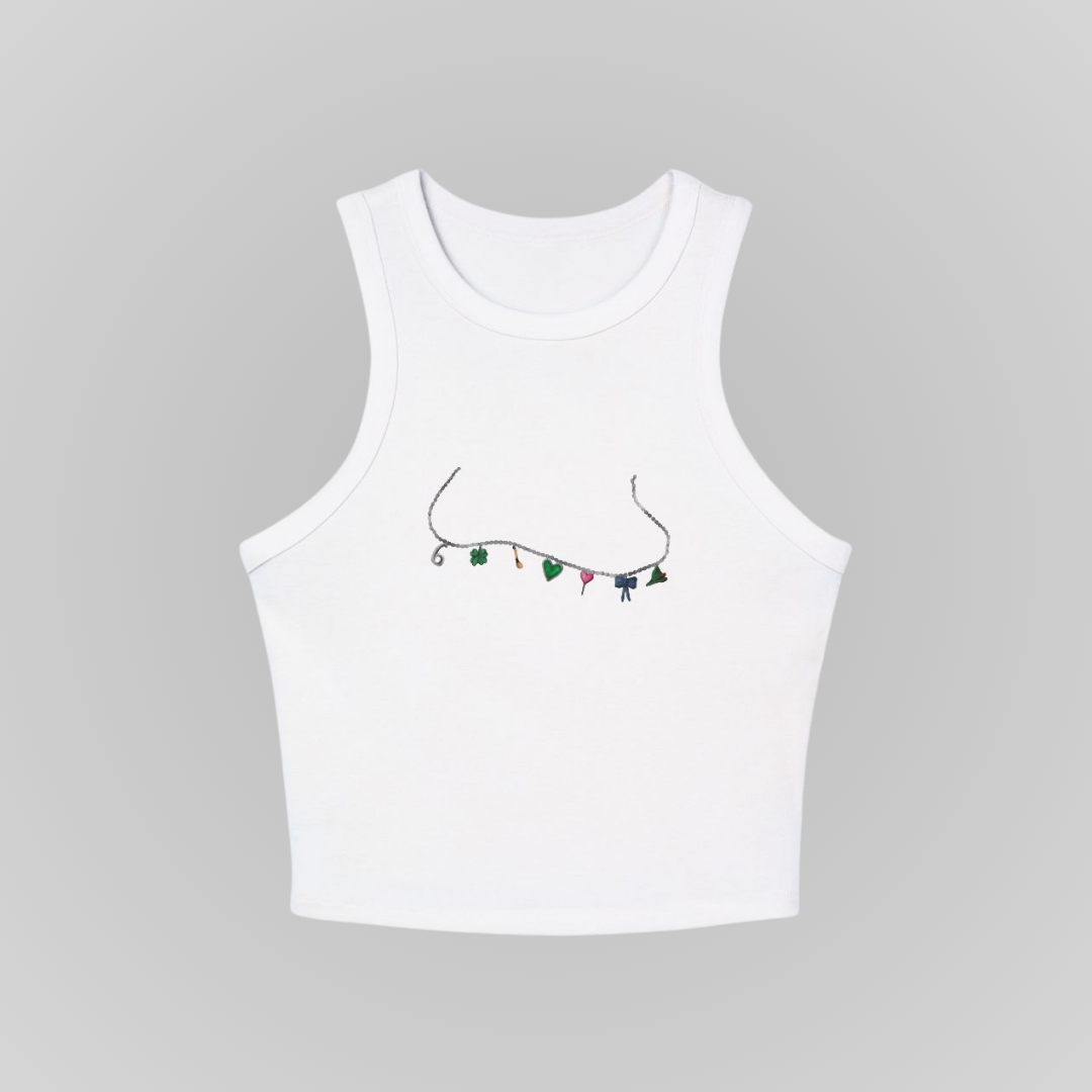 TOMMEN CHARM NECKLACES RACERBACK TANK