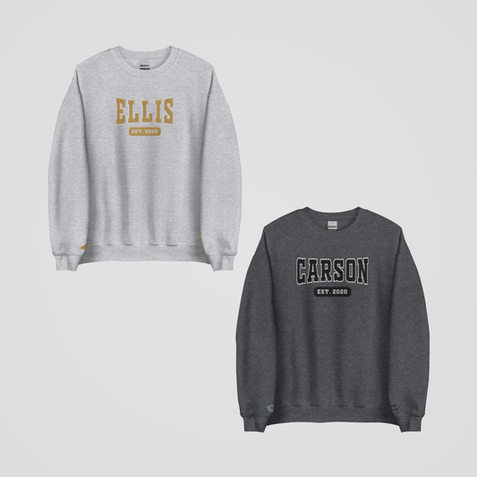 LIES & TRUTHS DUET COLLEGIATE EMBROIDERED CREWNECKS *ASHER x REINA EDITION