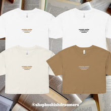 Load image into Gallery viewer, PROBABLY READING CONTEMPORARY ROMANCE EMBROIDERED CROP TEE
