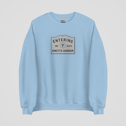 ENTERING KNOTTS HARBOR EMBROIDERED CREWNECK