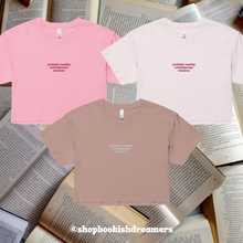 Load image into Gallery viewer, PROBABLY READING CONTEMPORARY ROMANCE EMBROIDERED CROP TEE
