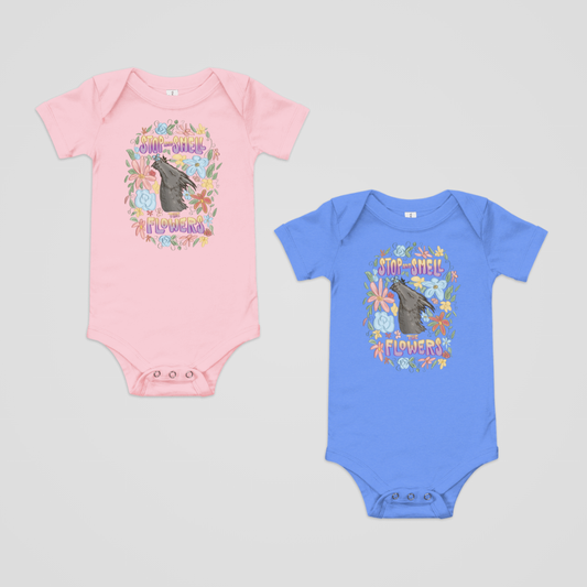 SMELL THE FLOWERS BABY ONESIE