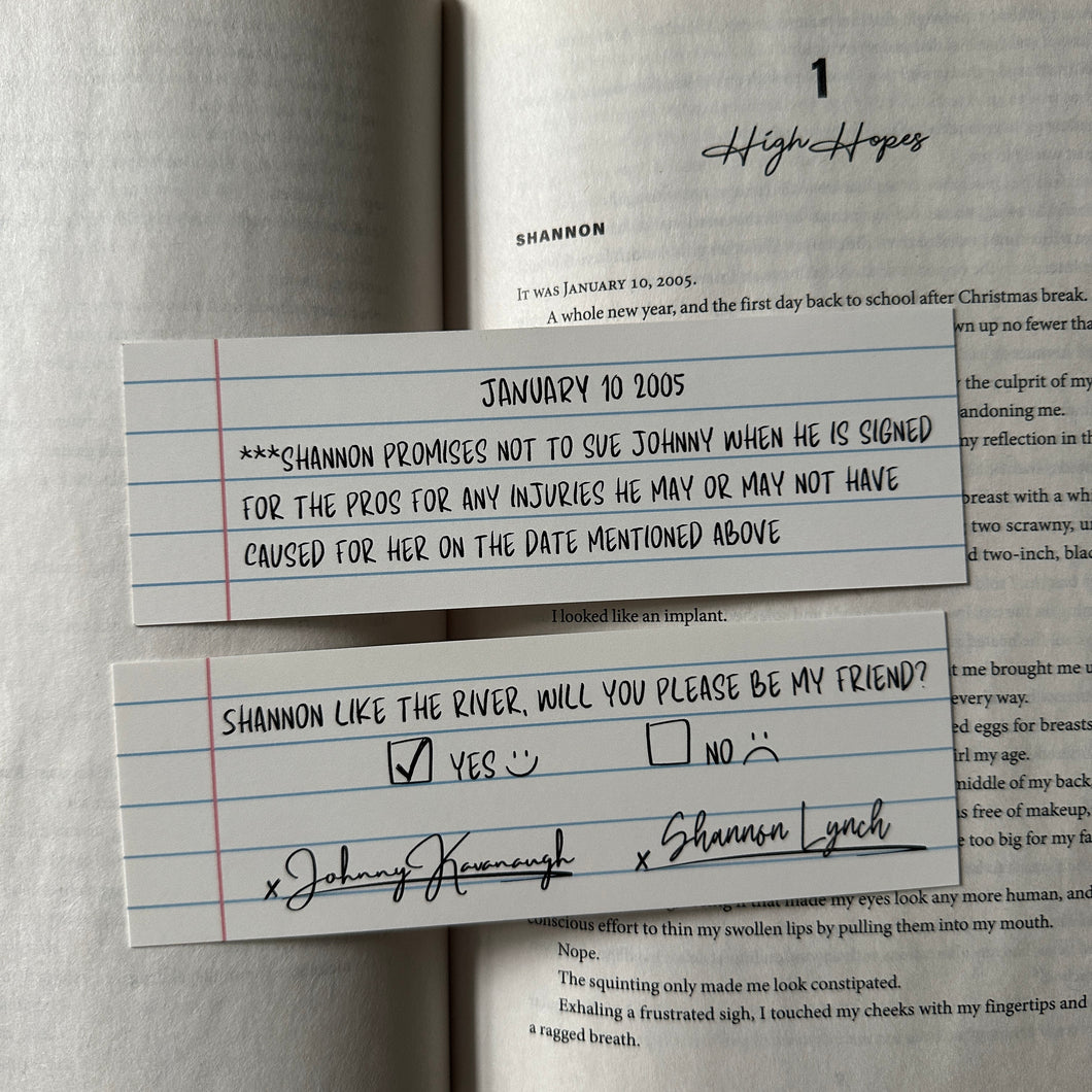 JOHNNY'S FRIENDSHIP CONTRACT BOOKMARK