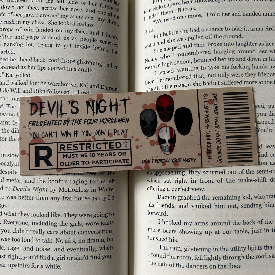 DEVIL'S NIGHT TICKET BOOKMARK