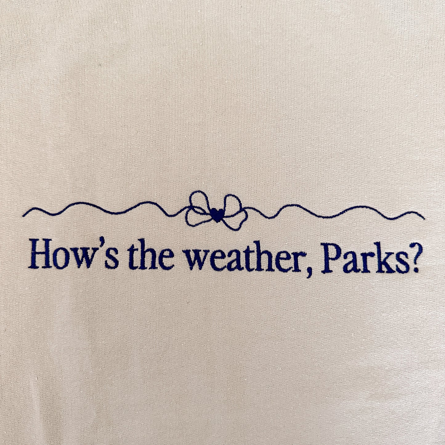 HOW'S THE WEATHER EMBROIDERED CREWNECK