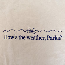 Load image into Gallery viewer, HOW&#39;S THE WEATHER EMBROIDERED CREWNECK
