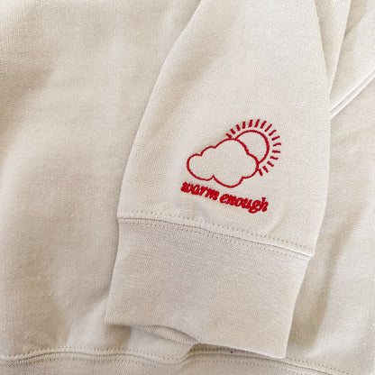 HOW'S THE WEATHER EMBROIDERED CREWNECK