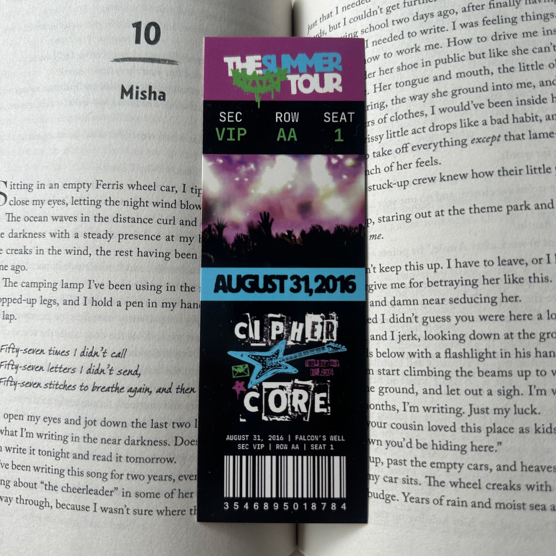 CIPHER CORE SUMMER TOUR TICKET BOOKMARK