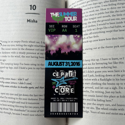 CIPHER CORE SUMMER TOUR TICKET BOOKMARK