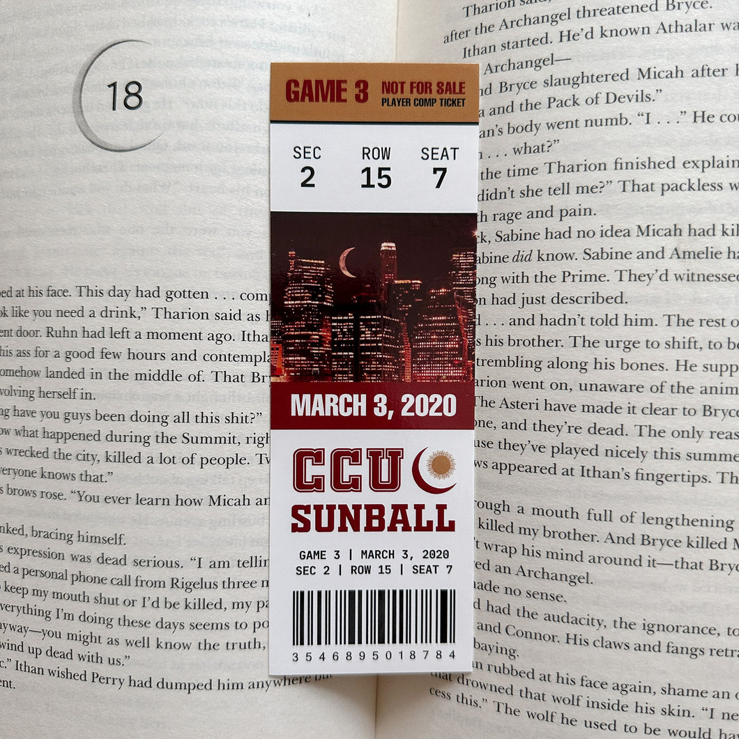 CCU GAME DAY TICKET BOOKMARK