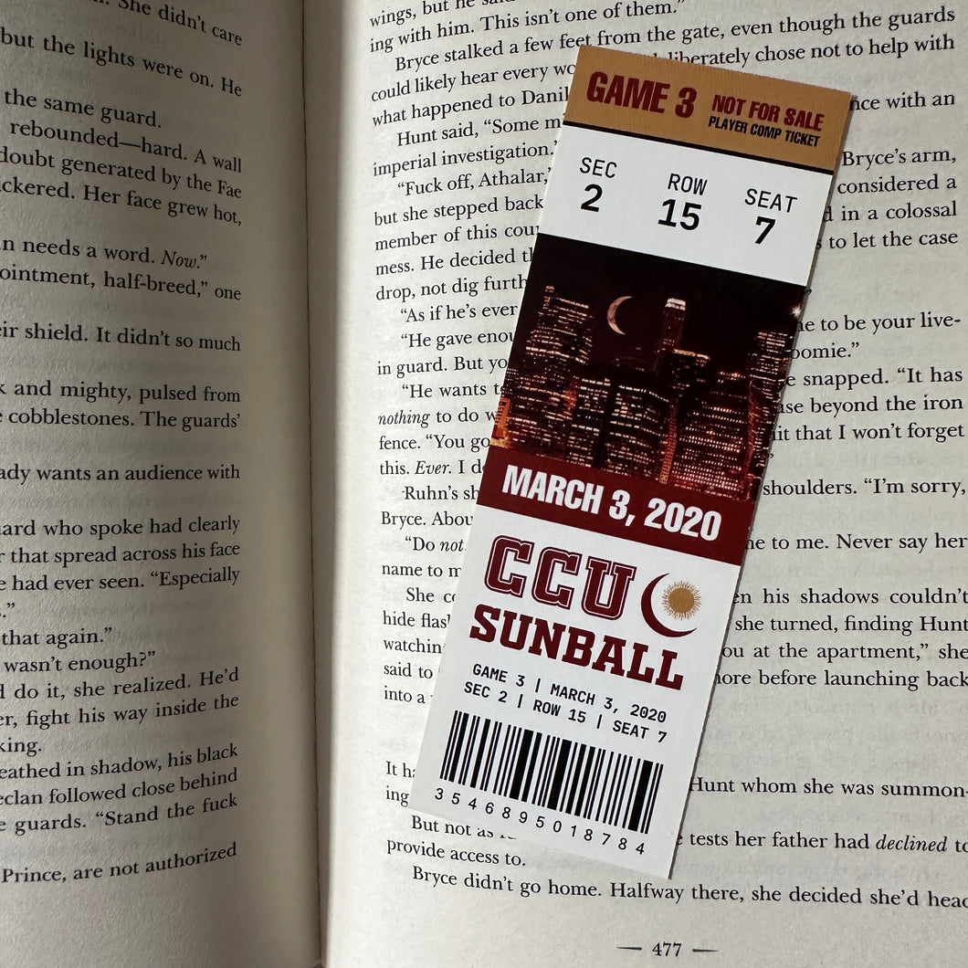 CCU GAME DAY TICKET BOOKMARK