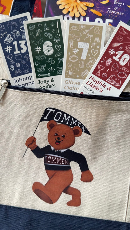 TOMMEN BEAR CANVAS ZIPPERED TOTE BAG