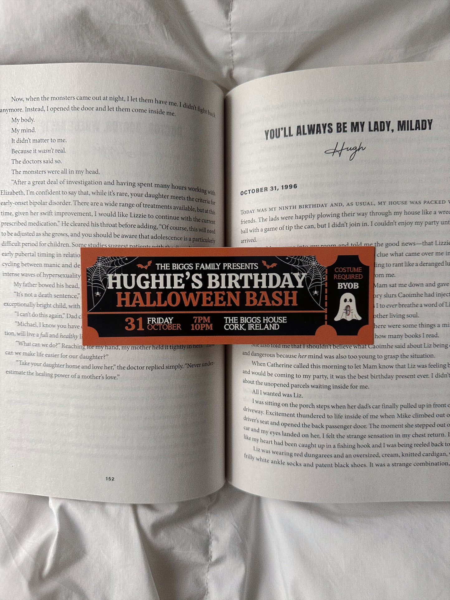 HUGHIE'S HALLOWEEN BIRTHDAY BASH TICKET BOOKMARK