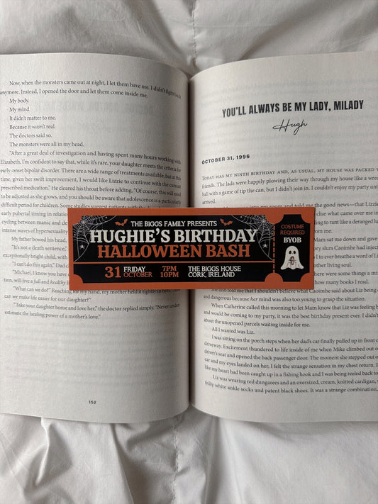 HUGHIE'S HALLOWEEN BIRTHDAY BASH TICKET BOOKMARK