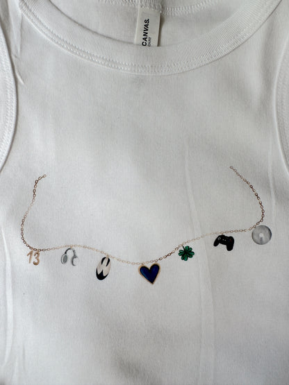 TOMMEN CHARM NECKLACES RACERBACK TANK