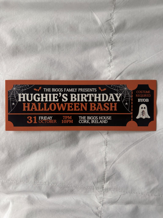 HUGHIE'S HALLOWEEN BIRTHDAY BASH TICKET BOOKMARK