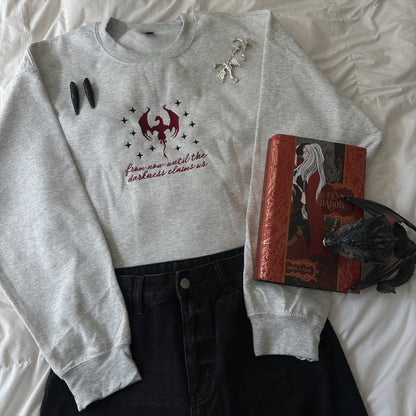 UNTIL THE DARKNESS CLAIMS US EMBROIDERED CREWNECK