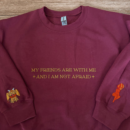 MY FRIENDS ARE WITH ME EMBROIDERED CREWNECK