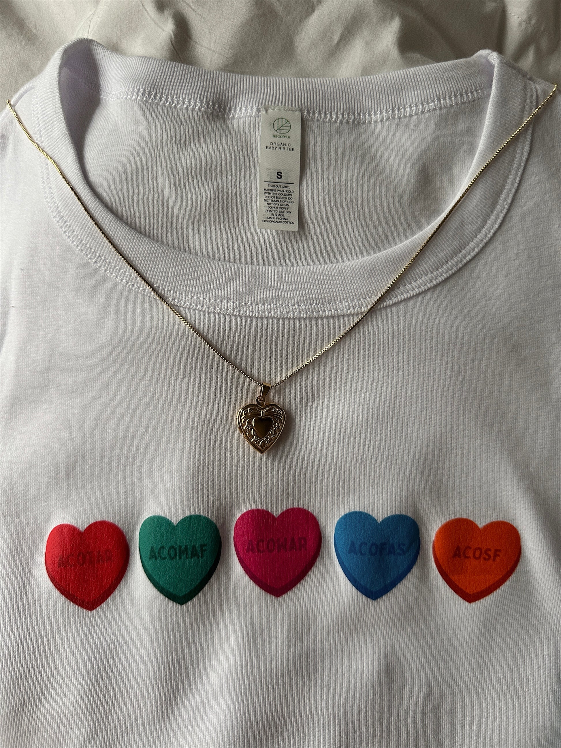 ACOTAR CONVERSATION HEARTS BABY TEE
