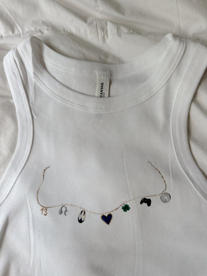 TOMMEN CHARM NECKLACES RACERBACK TANK